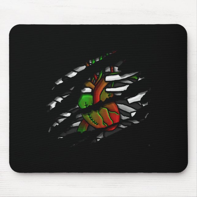 Zombie Heart And Bones Graphic Mouse Mat (Front)