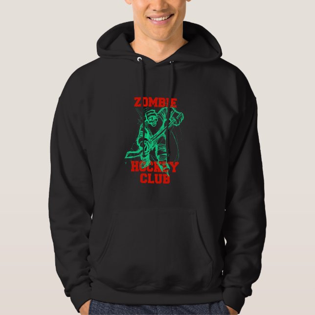 Zombie Hockey Club Scary Funny Ice Rink Hoodie (Front)