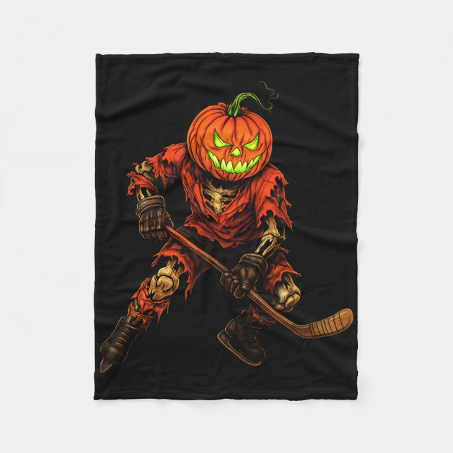 Zombie Hockey Player Costume Skeleton Ice Hockey H Fleece Blanket (Front)
