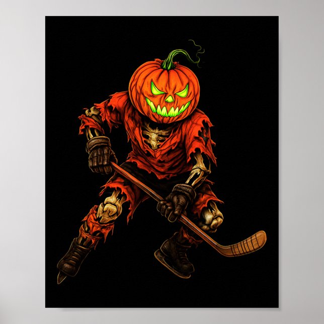 Zombie Hockey Player Costume Skeleton Ice Hockey H Poster (Front)