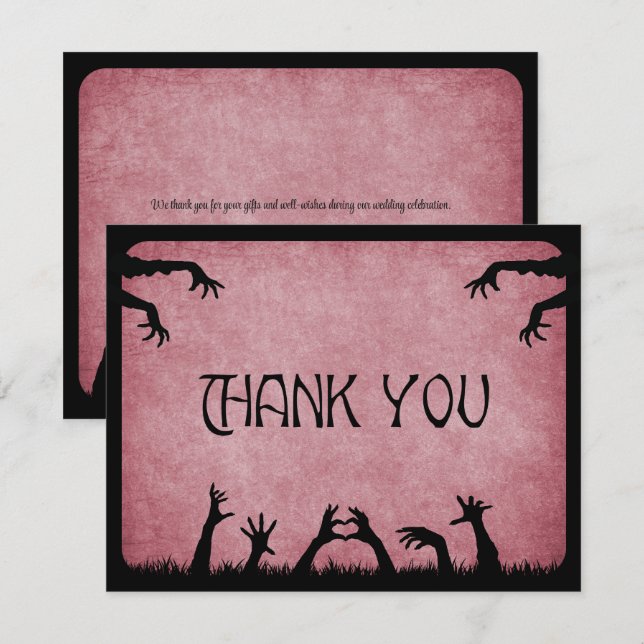 Zombie Horror Halloween Wedding Thank You Card (Front/Back)