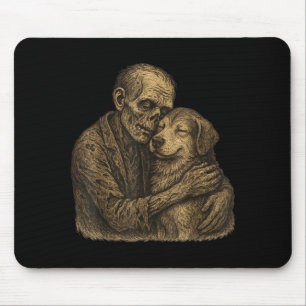 Zombie Hugging Dog Gothic Halloween Pet Dog Lovers Mouse Mat