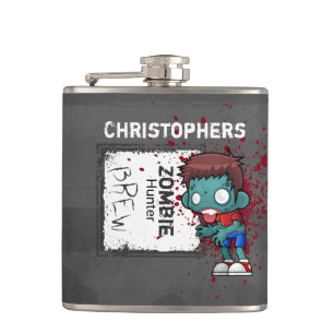 Zombie Hunter Brew Creepy Cool Personalised Hip Flask