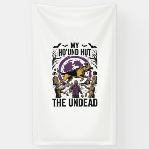 Zombie Hunter Dog Halloween Vintage Engraving Shir Banner