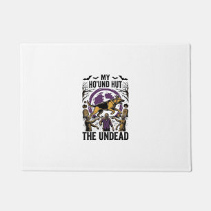 Zombie Hunter Dog Halloween Vintage Engraving Shir Doormat