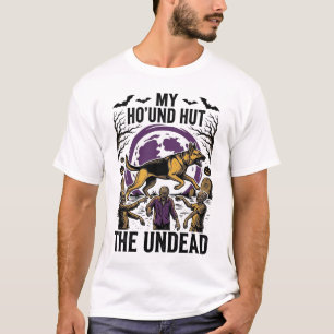 Zombie Hunter Dog Halloween Vintage Engraving Shir T-Shirt
