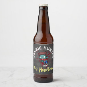 Zombie Hunter Epic HomeBrew Creepy Cool Beer Bottle Label