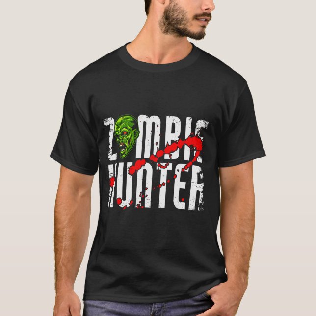 Zombie Hunter _ Halloween Apparel Funny Halloween  T-Shirt (Front)
