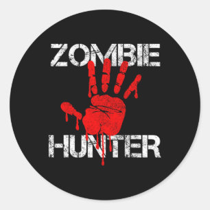 Zombie Hunter Halloween Hunting Blood Hand Outfit  Classic Round Sticker