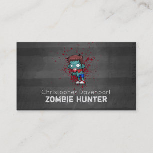 Zombie Hunter with Blood Splatter Creepy Cool Business Card