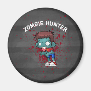 Zombie Hunter with Blood Splatter Creepy Cool Magnet