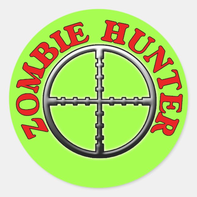 Zombie Hunter with Crosshairs Classic Round Sticker (Front)