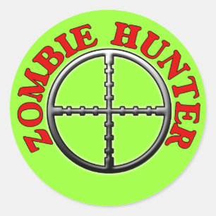 Zombie Hunter with Crosshairs Classic Round Sticker