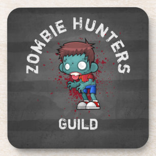 Zombie Hunters Guild with Blood Splatter Creepy Coaster