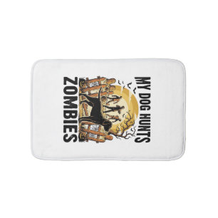 Zombie Hunting Dog Vintage Halloween Tee_1 Bath Mat