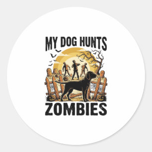 Zombie Hunting Dog Vintage Halloween Tee_1 Classic Round Sticker