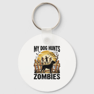 Zombie Hunting Dog Vintage Halloween Tee_1 Key Ring