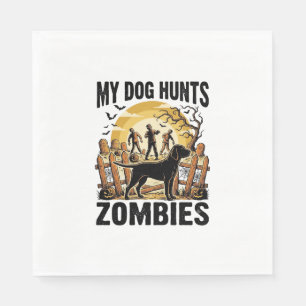 Zombie Hunting Dog Vintage Halloween Tee_1 Napkin