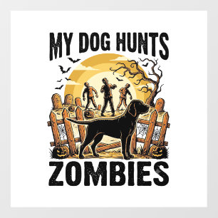 Zombie Hunting Dog Vintage Halloween Tee_1 Window Cling