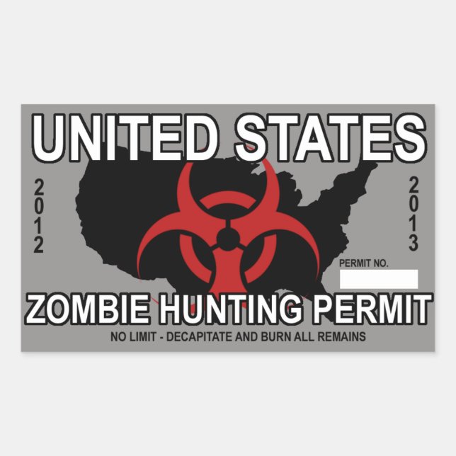 Zombie Hunting Permit Sticker (Front)
