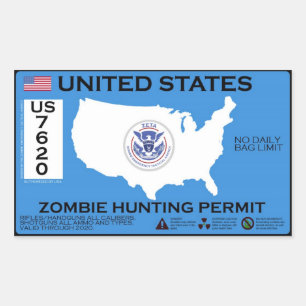 Zombie Hunting Permit - ZETA Rectangular Sticker