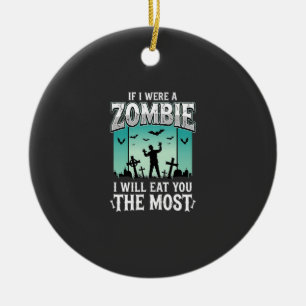 Zombie I Will Eat You Halloween Design_1 Ceramic Tree Decoration