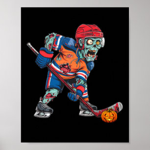Zombie Ice Hockey Player Fun Halloween Costume Sca Poster