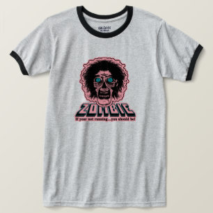 ZOMBIE If your not running you should be Blue Pink T-Shirt
