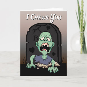 Zombie in a Cemetery for Valentine’s Day Card