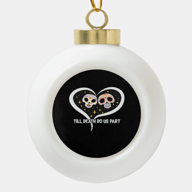 Zombie In Graveyard - Till Death Do Us Part Ceramic Ball Christmas Ornament (Front)