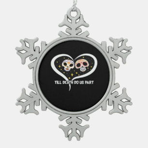 Zombie In Graveyard - Till Death Do Us Part Snowflake Pewter Christmas Ornament