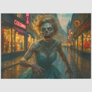 Zombie in Shopping District Gothic Halloween Tissue Paper