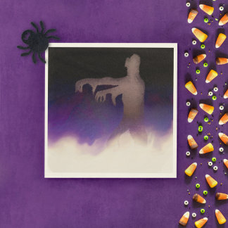 Zombie in the Mist with Purple Fog Halloween Napkin