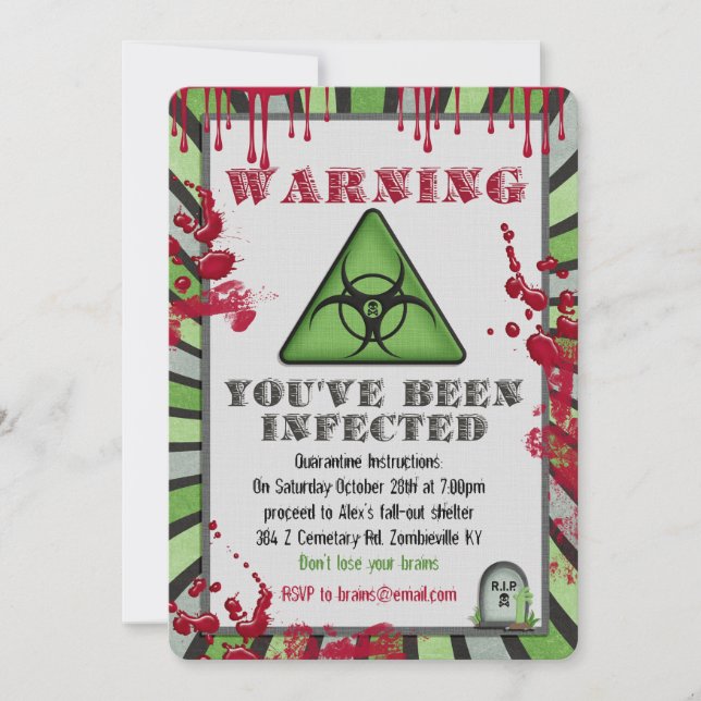 Zombie Infection Party Invitation (Front)