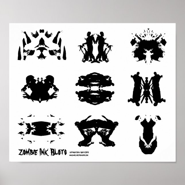 Zombie Ink Blot Rorschach dark psychology Art Poster (Front)
