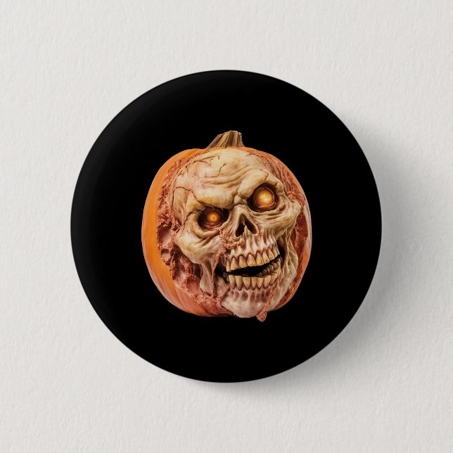 Zombie-Inspired Horror Pumpkin Funny Halloween  6 Cm Round Badge (Front)