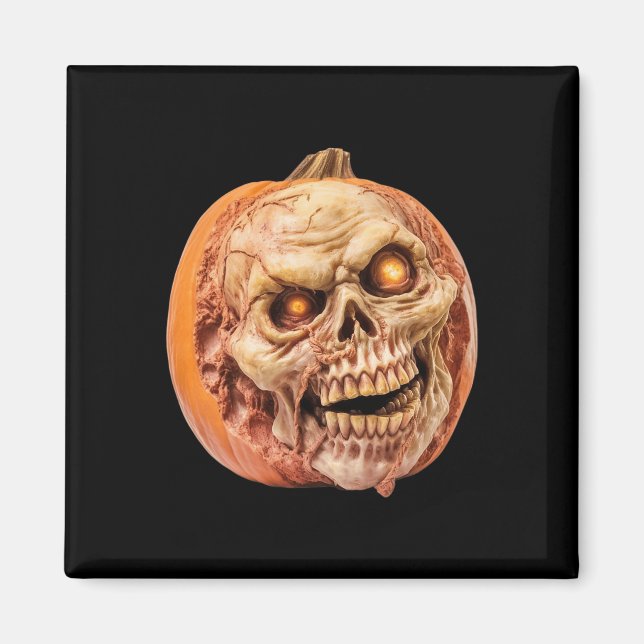 Zombie-Inspired Horror Pumpkin Funny Halloween  Magnet (Front)
