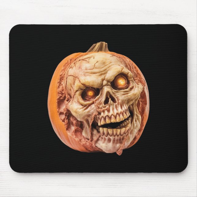 Zombie-Inspired Horror Pumpkin Funny Halloween  Mouse Mat (Front)