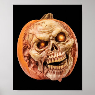 Zombie-Inspired Horror Pumpkin Funny Halloween  Poster