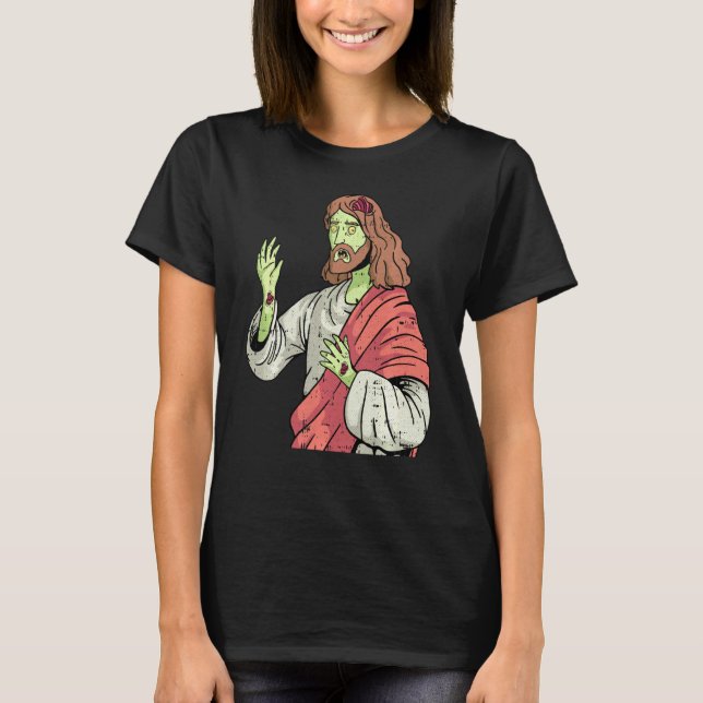 Zombie Jesus Lazy Halloween Costume  Christian T-Shirt (Front)