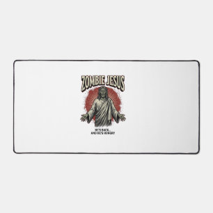 Zombie Jesus Vintage Engraving Funny Shirt Design_ Desk Mat