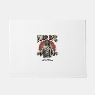 Zombie Jesus Vintage Engraving Funny Shirt Design_ Doormat