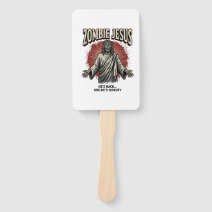 Zombie Jesus Vintage Engraving Funny Shirt Design_ Hand Fan