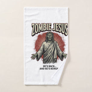 Zombie Jesus Vintage Engraving Funny Shirt Design_ Hand Towel