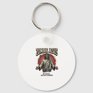 Zombie Jesus Vintage Engraving Funny Shirt Design_ Key Ring