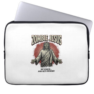 Zombie Jesus Vintage Engraving Funny Shirt Design_ Laptop Sleeve