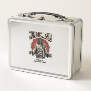 Zombie Jesus Vintage Engraving Funny Shirt Design_ Metal Lunch Box