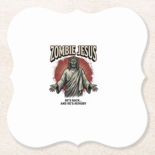 Zombie Jesus Vintage Engraving Funny Shirt Design_ Paper Coaster
