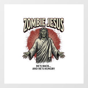 Zombie Jesus Vintage Engraving Funny Shirt Design_ Window Cling