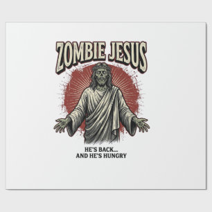 Zombie Jesus Vintage Engraving Funny Shirt Design_ Wrapping Paper